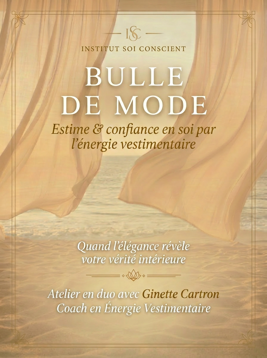 Affiche Bulle de Mode — silhouette mode et drapés or et émeraude